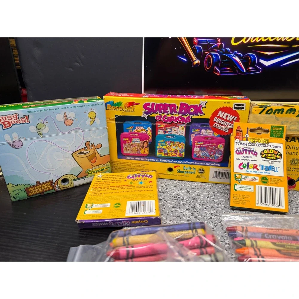 Vintage Retired Crayola RoseArt Crayon Lot Glitter Scented 90s Art Supplies